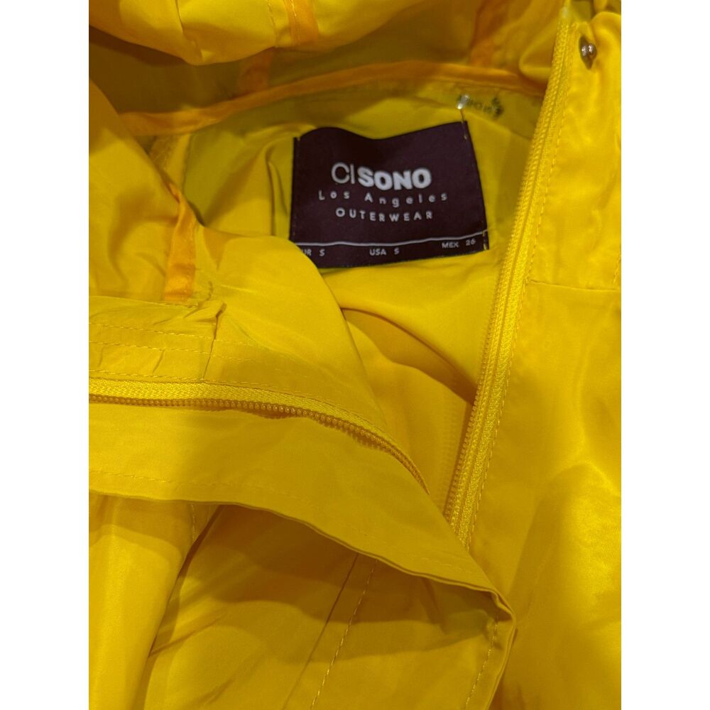 Ci Sono Small Yellow Hooded Rain Jacket Lightweight Anorak Windbreaker Honey